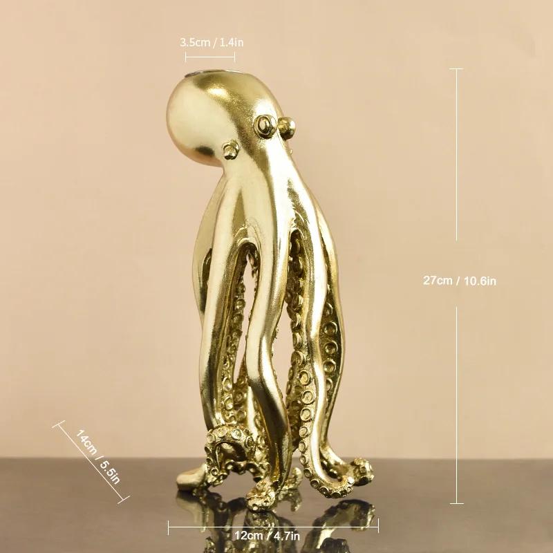 

Resin Candle Holder Candelabrum Candle Holder Golden Octopus Sculpture Octopus Candlestick Cuttlefish Squid Home Decoration