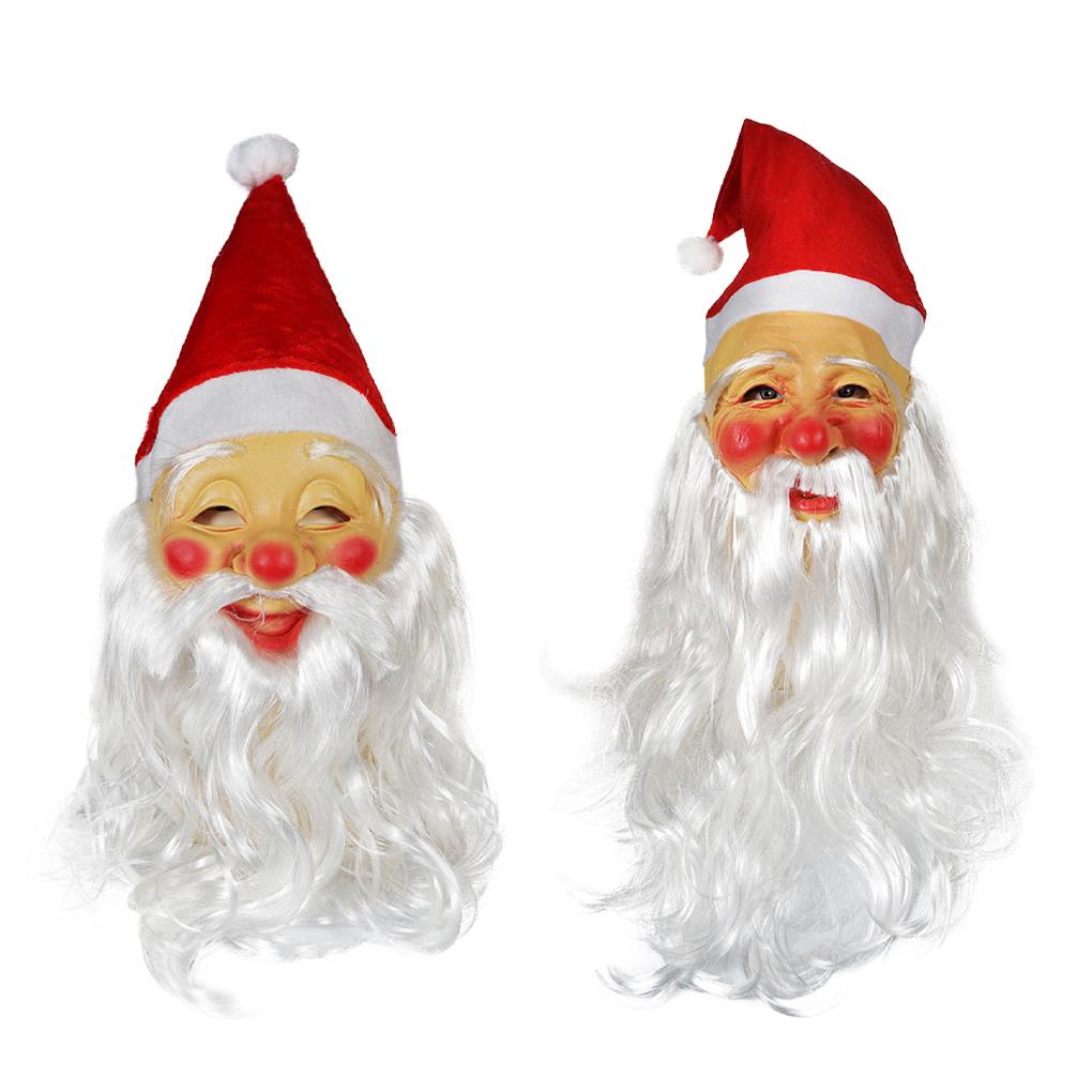 2026 New Santa Claus Wacky Mask Realistic Full Head Cover For Party And Event Wear Funny Father Christmas Hat And Beard Reusable