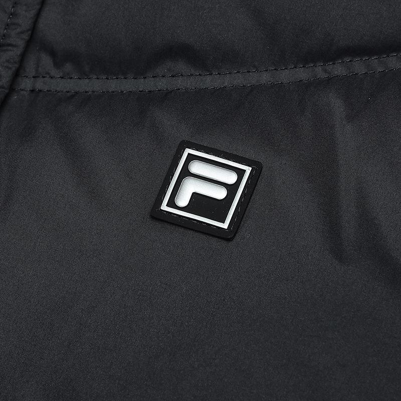 Fila Lifestyle White Series Versatile Solid Color Zipper Hooded Down Jacket Women Outerwear Black F11W443904FBK