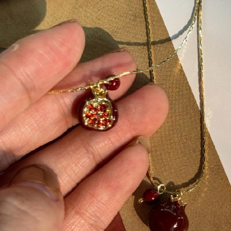 Pomegranate Pendant Necklace Drop Earrings Pendant Earrings Elegant Jewelry Alloy Texture for Gifts and Celebrations