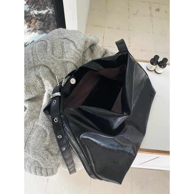 New Black Soft Leather Large Capacity Commuting Casual Tote Bag for Women's Korean Style Fashion One-shoulder Crossbody Bag