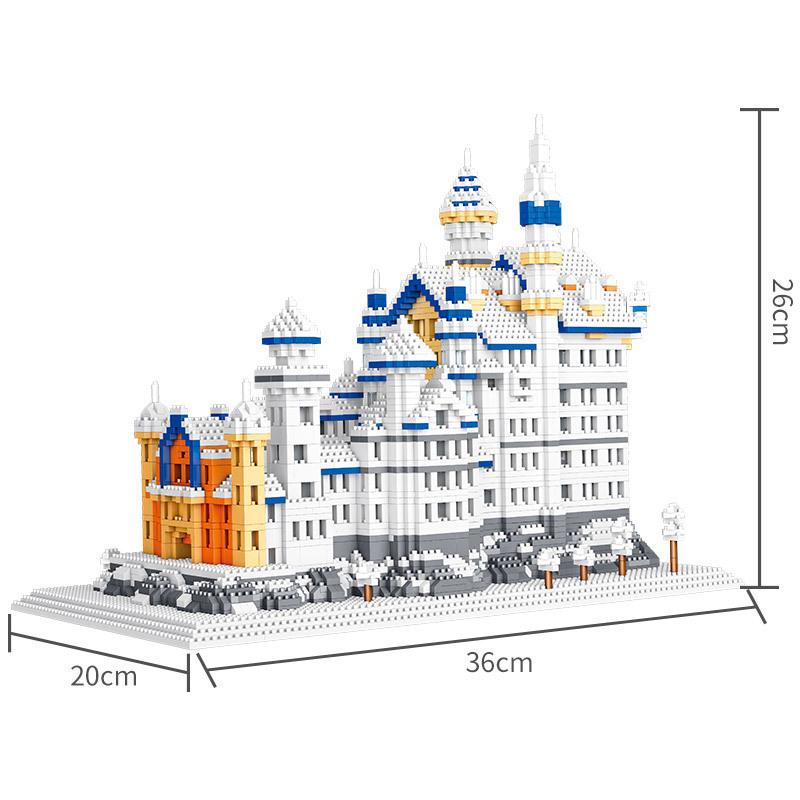 Swan Lake Castle Micro Building Blocks: High-Difficulty Model Toy Ornament