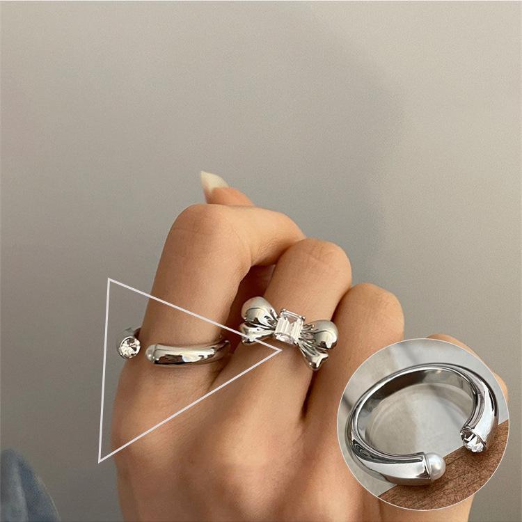 S925 Silver-Plated Imitation Pearl Flower Ring – Elegant Retro Palace Style