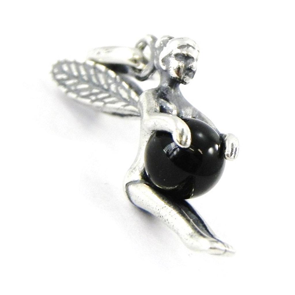 Les Trésors De Lily [D7009] - Silver 'Tinkerbell' Onyx Pendant