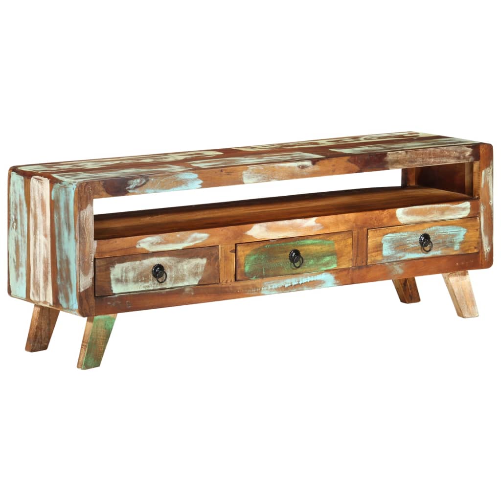 TV Cabinet Multicolored 110 X 30 X 40 Cm Solid Reclaimed Wood