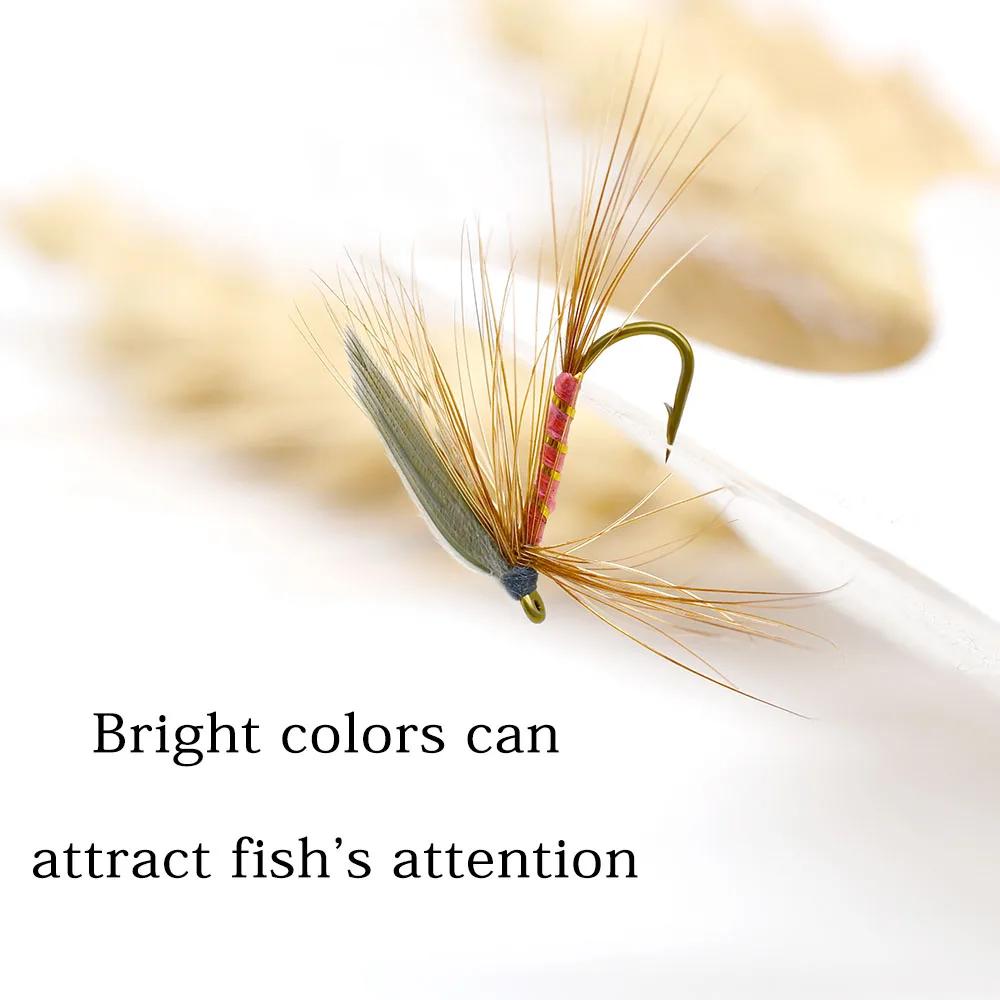 MNFT 10PCS Peacock Wings May Fly Trout Fishing Flies 12# Barbed Hooks Fishing Lure