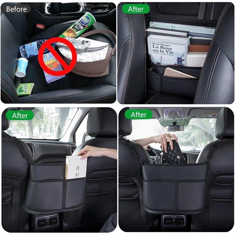 Multifunction Car Handbag Holder Between Seats Organizer Storage Box Leather Large Capacity Car Purse Tissue Cup Phone Pocket