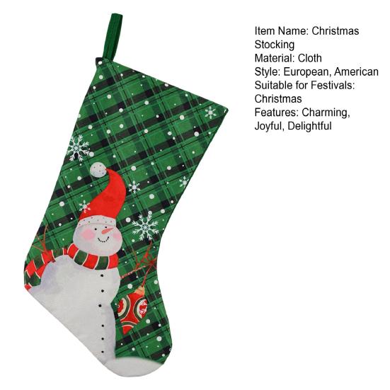 Christmas Stocking 18" Large Fireplace Hanging Socks with Santa Snowman Pattern Xmas Candy Bags for Holiday Wall Tree Decor