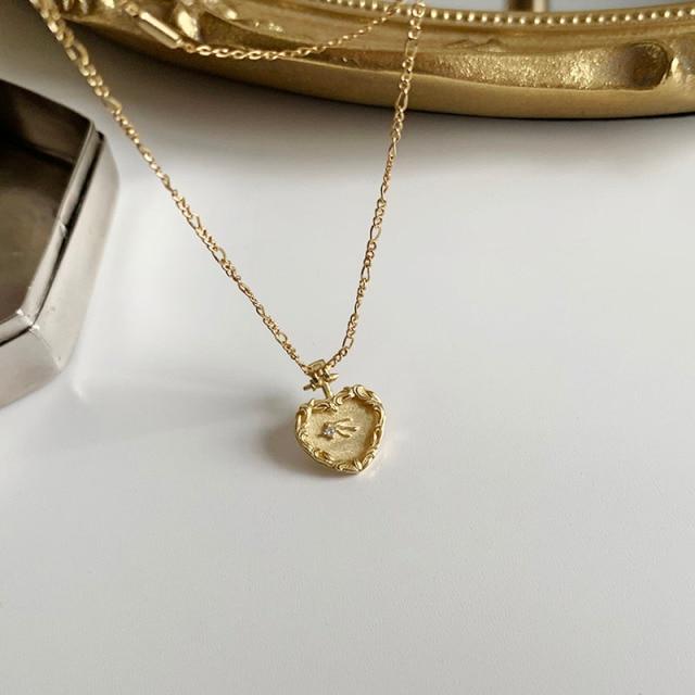 

Sterling Color Love Heart Pendant Necklace Women Double Layer Clavicle Chain Gold Tone Tone Necklaces Party Event Jewelry Event