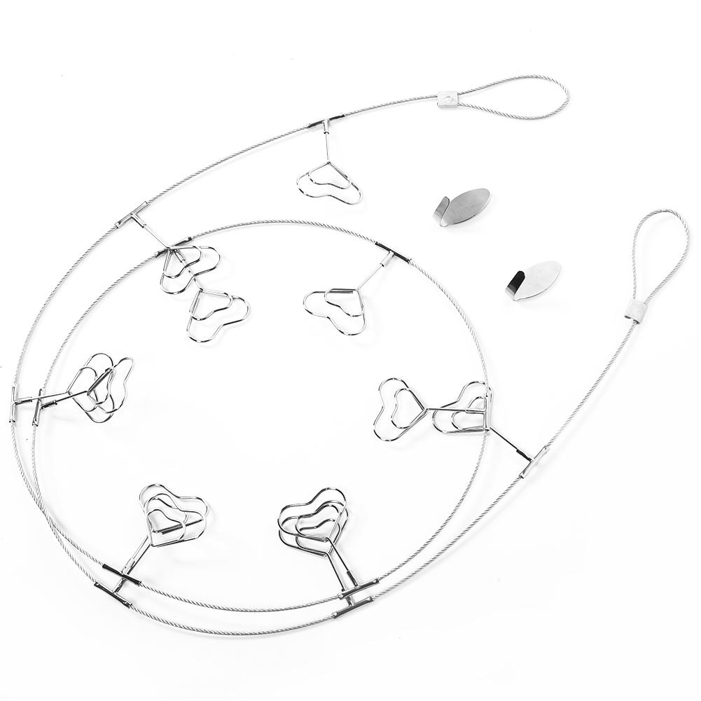 Hanging Photos Clips Heart Shapes Steel Wire Rope Wall Pictures Display Decoration