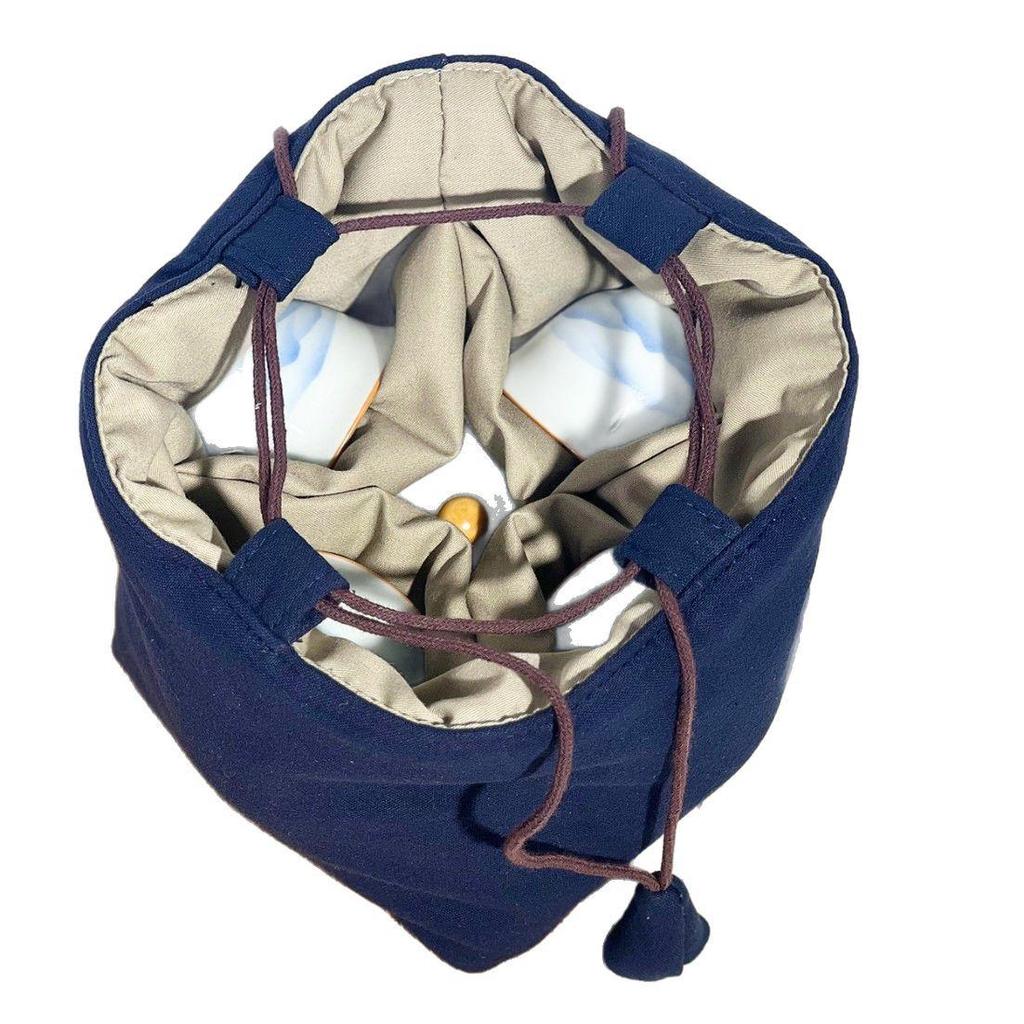 Compact Travel Tea Set with Bag: One Pot, Four Cups - Durable Cotton Linen