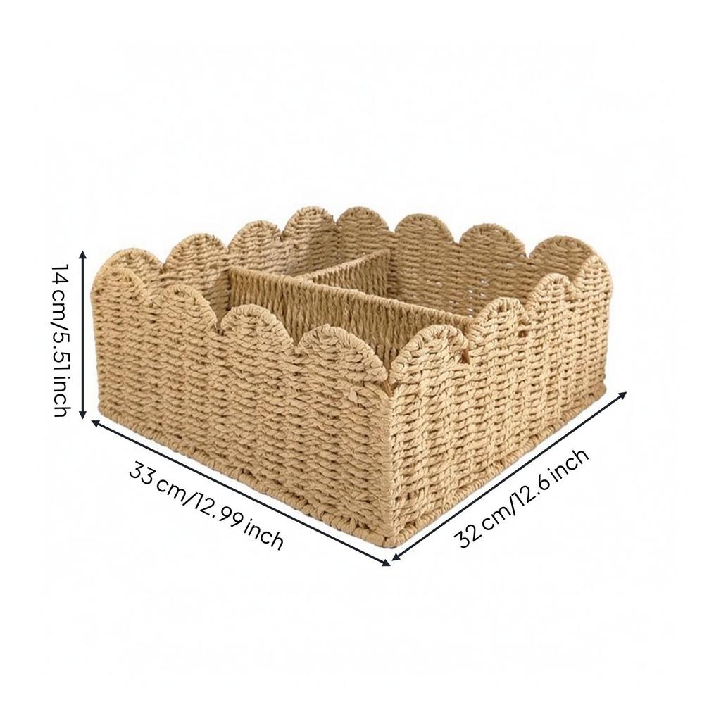 Divided Storage Basket Natural with Interior Organized for Shelf