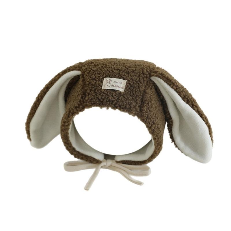 Cute Rabbits Ear Infant Hat With Thick Plush Hat Perfect For Cold Weather Headwear For Boys And Girls