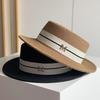 Hat Women's Summer Versatile Fashion Rhinestone M Standard Flat Top Straw Hat Seaside Vacation Sun Hat Sunscreen Big Eaves Hat Tide