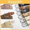 Stylish Woven Belt For Men And Women Comfortable Elastic Canvas Belt With Metal Buckle