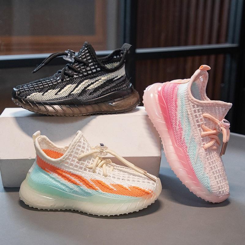 

Spring and summer new soft-soled non-slip children s fly-knit shoes, girls coconut shoes, breathable mesh boys casual shoes 25 Insole Length16cm