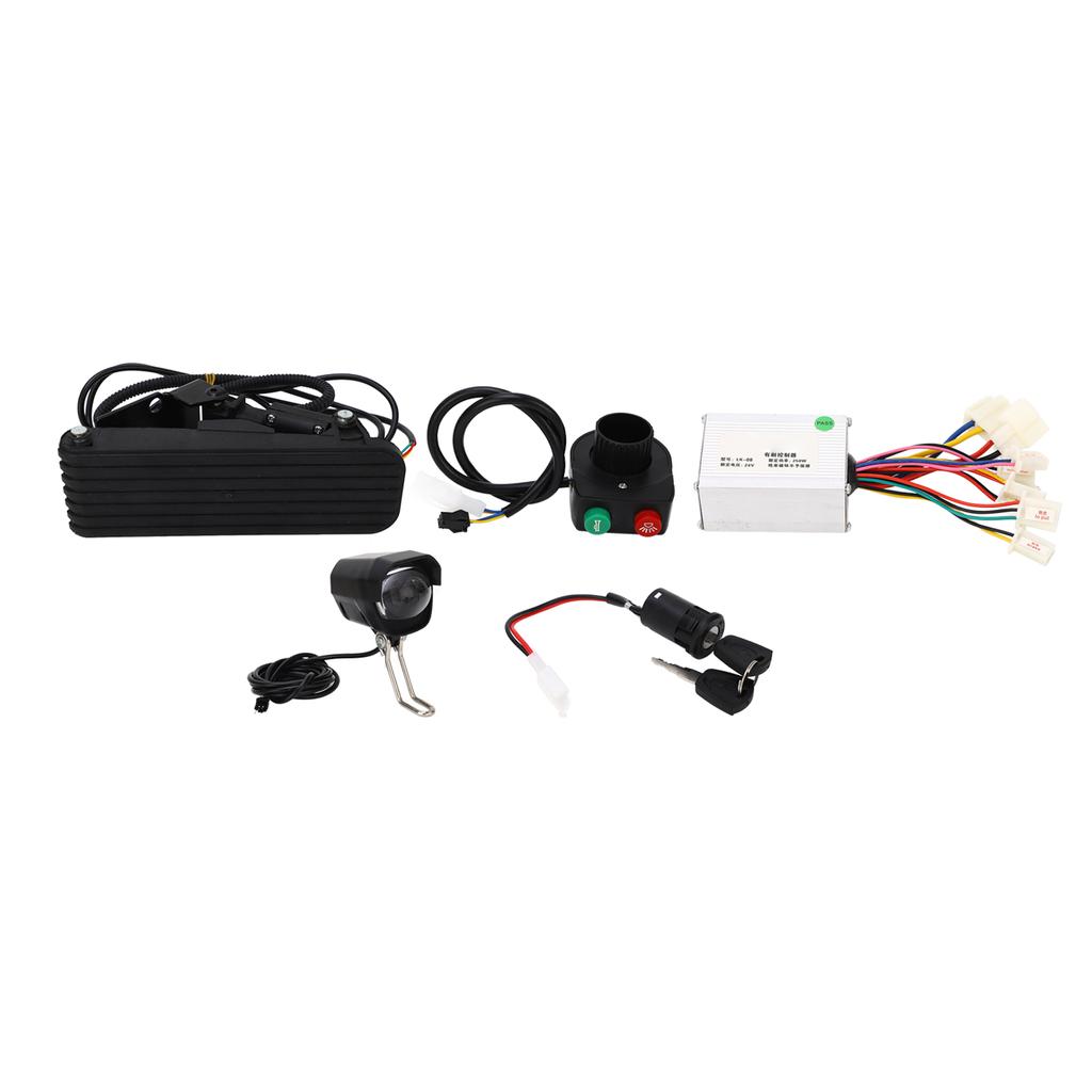 24V 250W Motor Bürstenbehafteter Controller Lithium Elektrofahrrad Fußpedal Gasgriff Scheinwerfer Geschwindigkeit