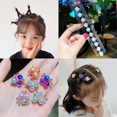 Clip per Capelli Bambina Corona da Principessa Acconciatura Perla Strass Bambini Fibbia a Fagiolo Fermaglio per Capelli Bambina Ragazza Disco Capelli Piccola Fibbia Afferra