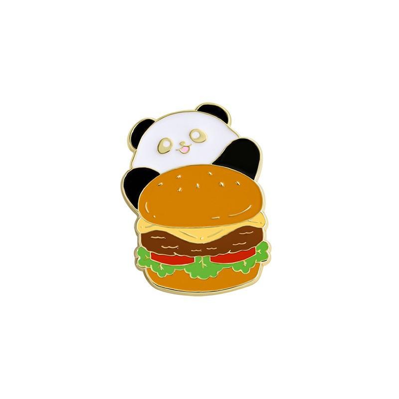 Chinese style panda brooch cute animal bag badge clothing bag accessories bamboo giant panda chain collar pin