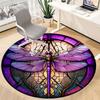 1pc Purple Stained Glass Dragonfly Office Round Area Rug, Under Office Chairs Bedroom Living Room Home Decor, Room Deco