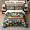 Wildlife Animals Theme Custom Text Or Name 3Pcs Bedding Set 1 Flat Sheet & 2 Pillowcases Personalized Home Bedding