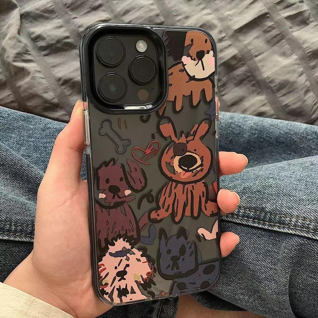 Japanese and Korean art graffiti dog application Apple 15ProMax mobile phone case 14 new 13Pro creative 12 soft transparent 7