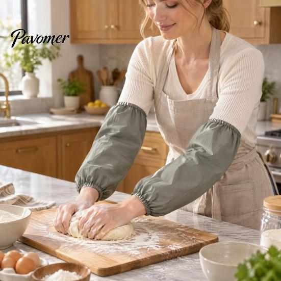 Reusable Sleeve Protectors for Cooking 2Pcs Waterproof Housework Sleeves, Kitchen Arm Elastic Cuff Oversleeves Water Resistant Sleeves Cleaning