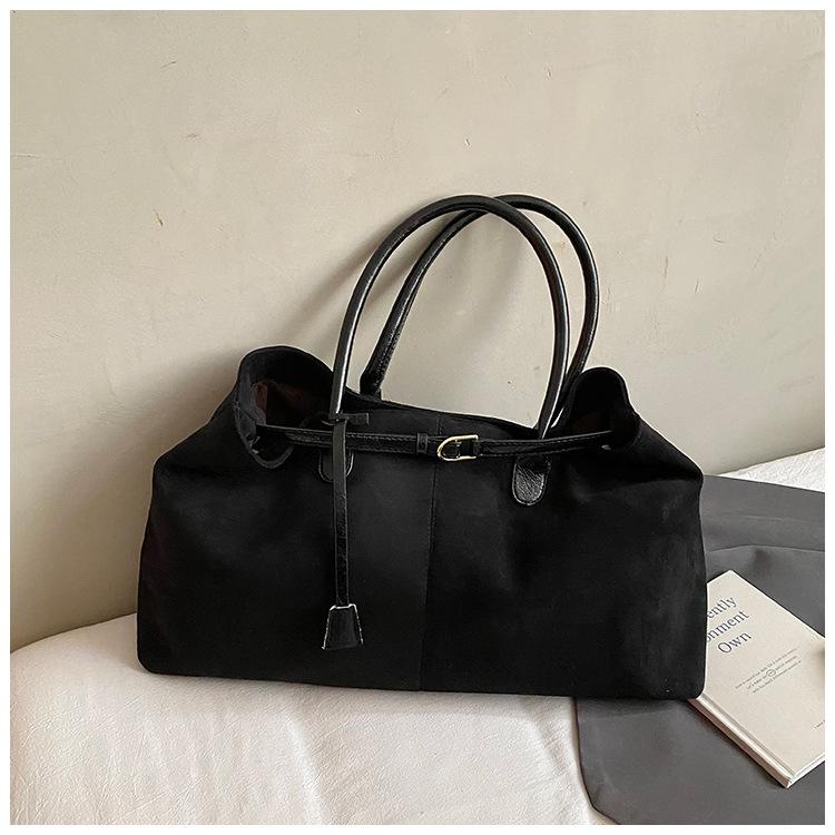 Autumn retro large-capacity suede bag women's 2025 new casual commuter shoulder bag portable tote bag