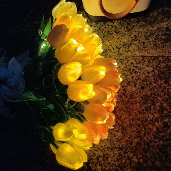 10/15Pcs Tulip Flower Night Light with Bendable Stems LED Bouquet for Home Decor Warm Glow Bedside Lamp for Bedroom Wedding Romantic Gift for