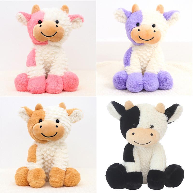 Adorable Smiling Black And White Cow Plush Toy Soft Stuffed Animal Doll Gift