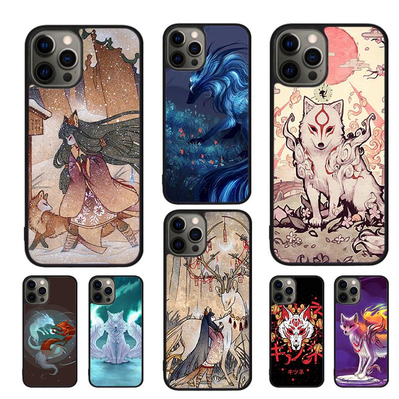 Kitsune Fox Art Celular Mobile Smartphone Cases For iPhone 17 Air 16 15 14 12 13 11 Pro MAX Plus Coque Fundas