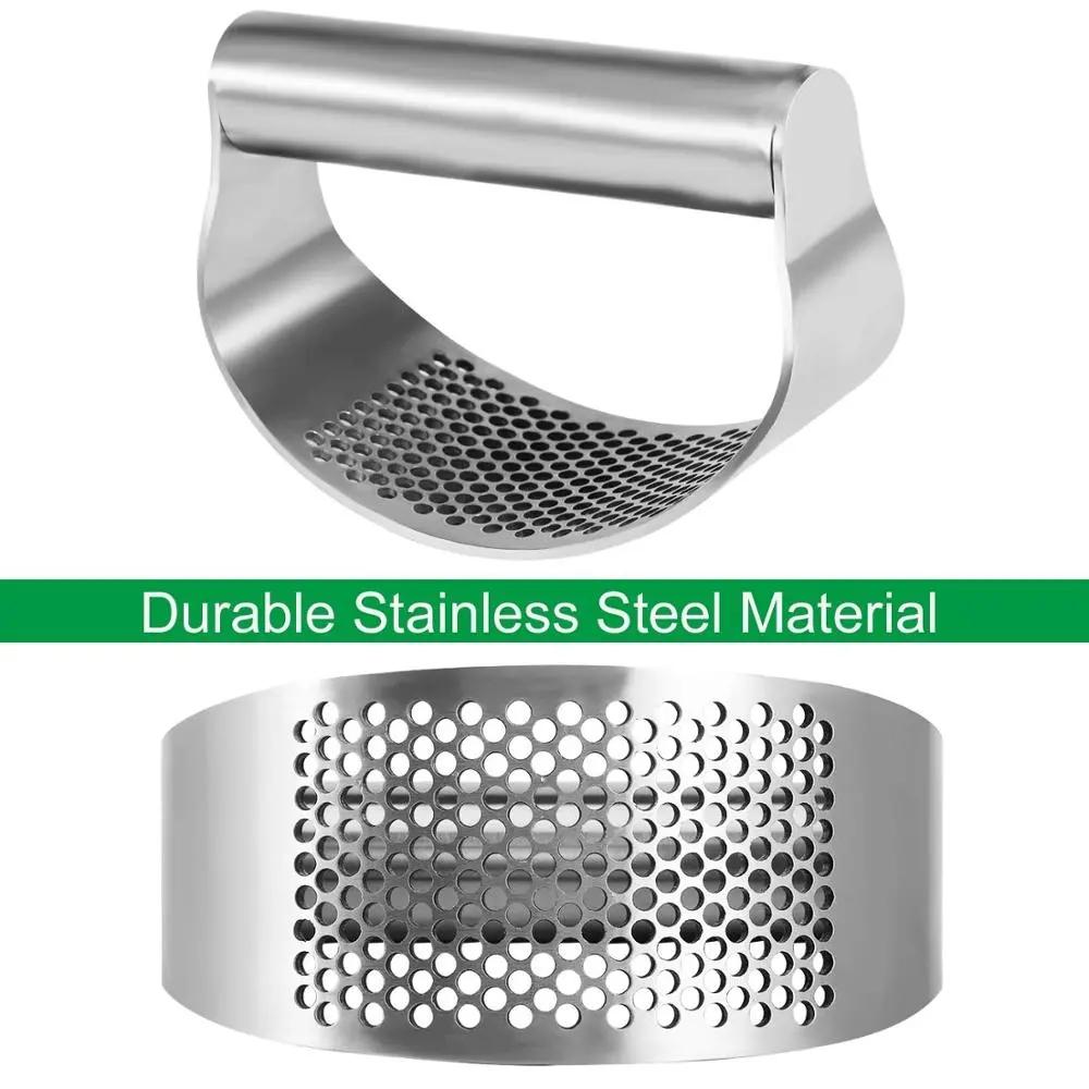 Multi-function Manual Garlic Press Curved Garlic Grinding Slicer Chopper Stainless Steel Garlic Presses Cooking Gadgets Tool