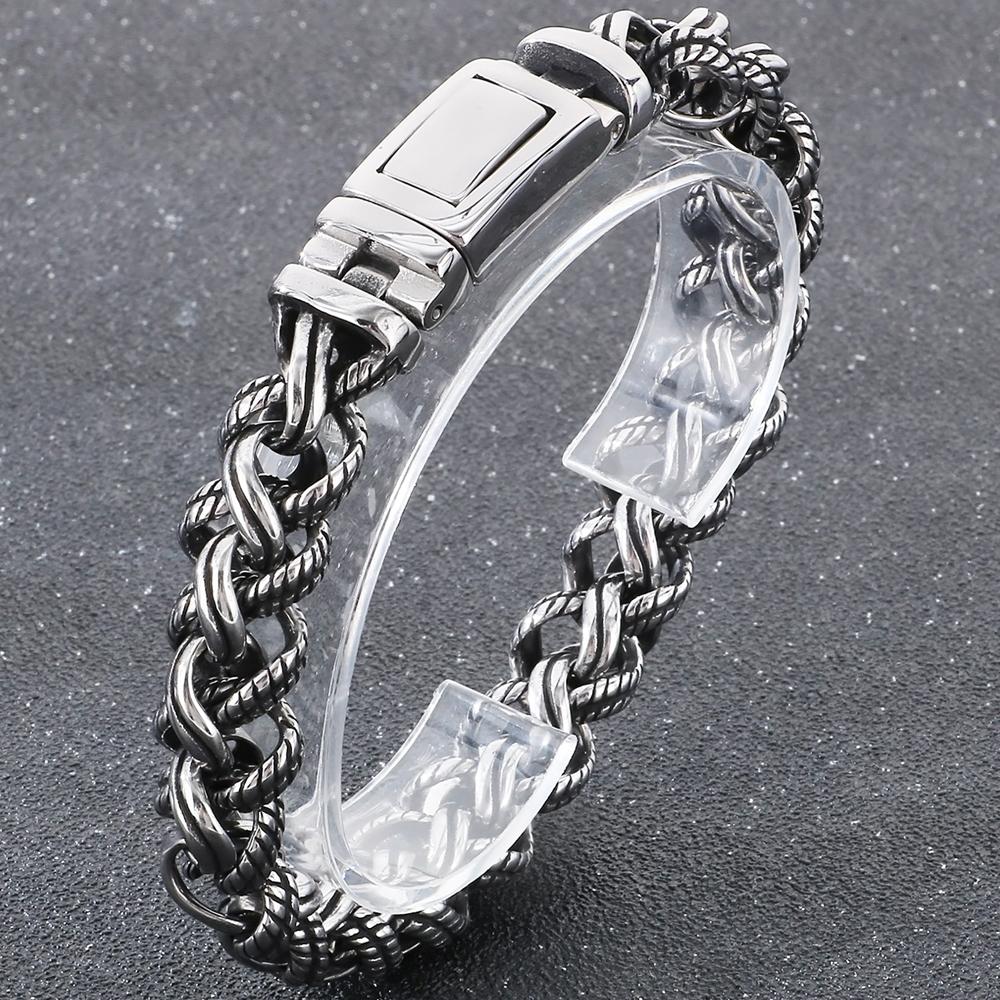 

Винтажный браслет из нержавеющей стали 316L для мужчин, мужские ювелирные изделия, аксессуары, ширина 13 мм, браслеты с цепочкой в виде киля, подарки на день рождения для мужчин 21.5CM серебряный
