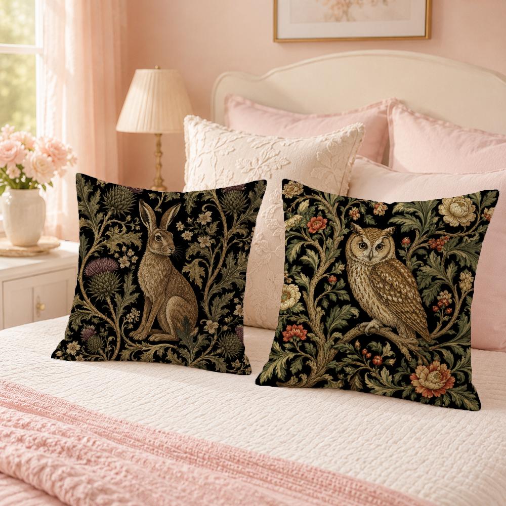 Boho Woodland Accent Animal Pillow Case Breathable Organic Short Plush Cushion Covers Wrinkle-Resistant Soft Durable
