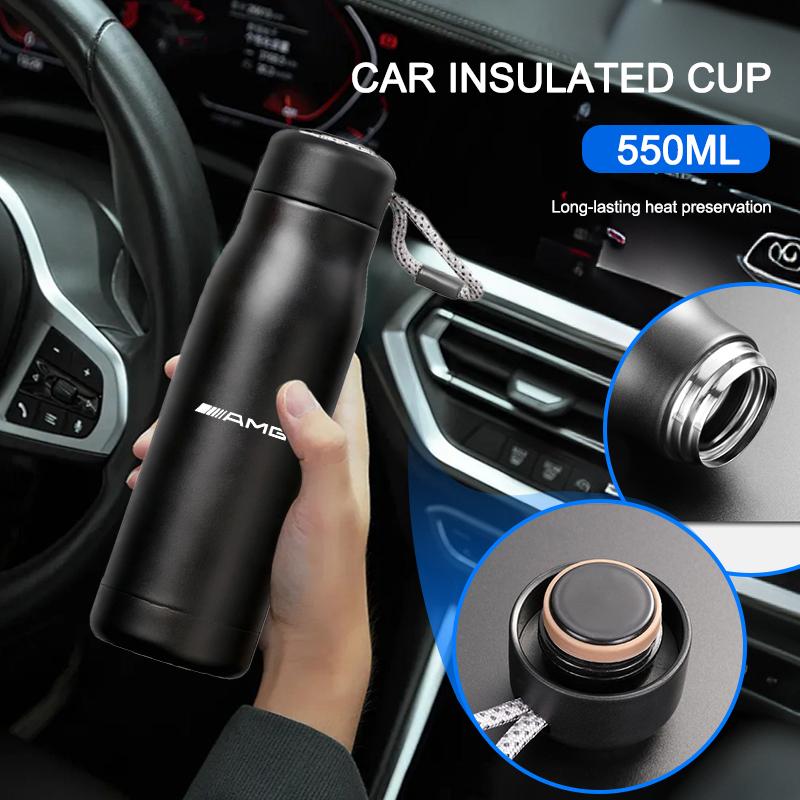 550ML Smart Thermos Bottle Portable Coffee Cup Ferrari Logo Insulated Mug For Mercedes Benz W205 E63 AMG W166 W246 W242 W176 GLE