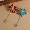 Elegant Red Rhinestone Firework Tassel Brooch - High-End Light Luxury Exquisite Pin