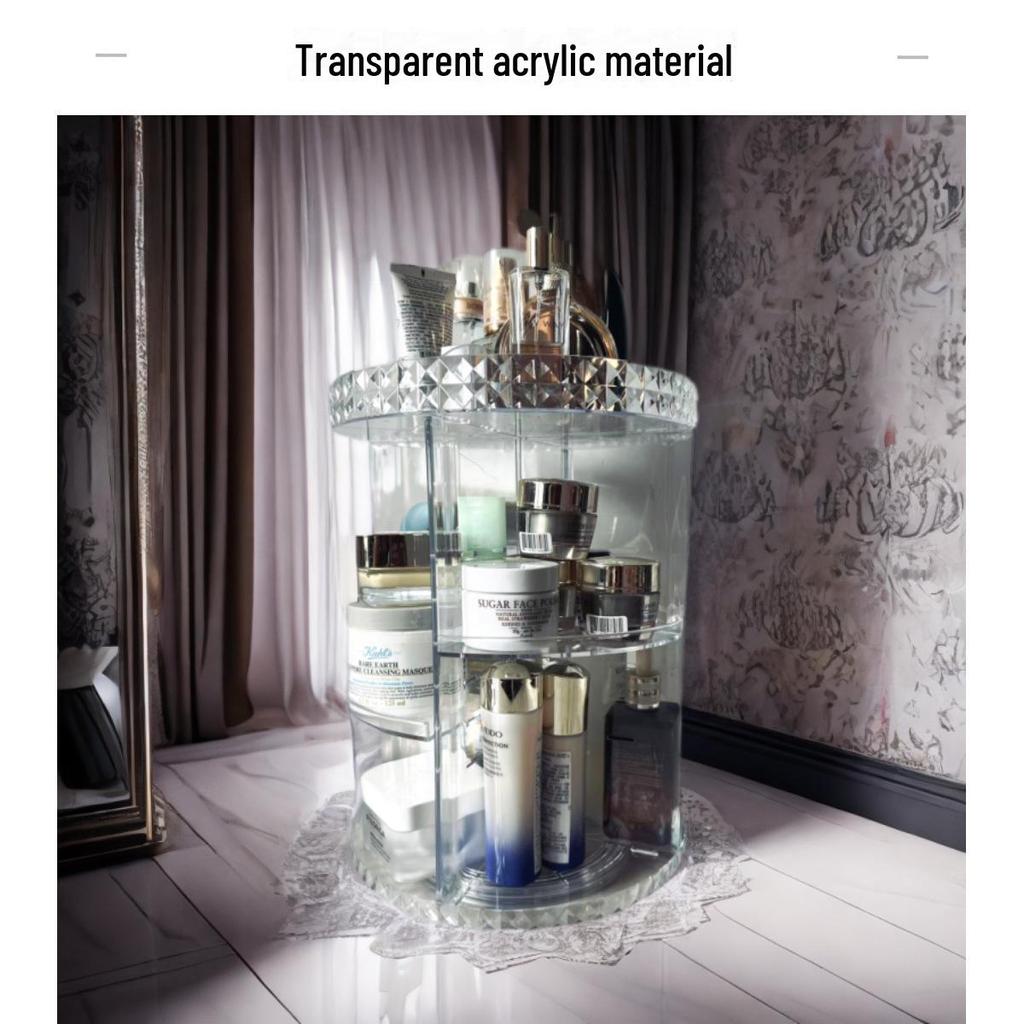 360° Drehbarer Acryl Make-up Organizer - Transparenter Hautpflege- & Lippenstifthalter