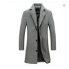 Mens Long Woolen Trench Coat Large Size Single Color Woolen Coat