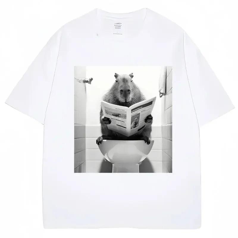 Funny Capybara Bathroom Graphic Printed TShirt Women Fashion Summer T Shirts Casual Short Sleeve Streetwear Clothing