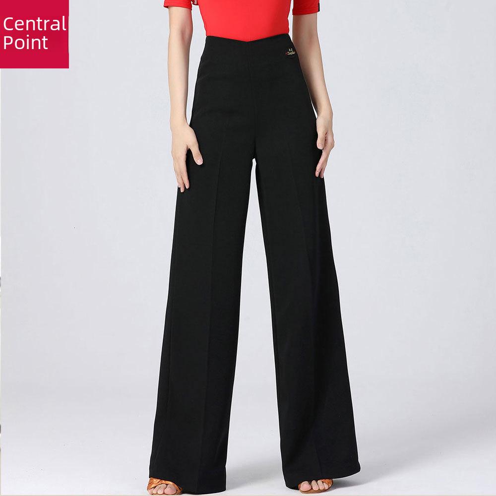 Women's Modern Wide-Leg Latin Dance Pants - High Waist Ballroom & Jitterbug Trousers.