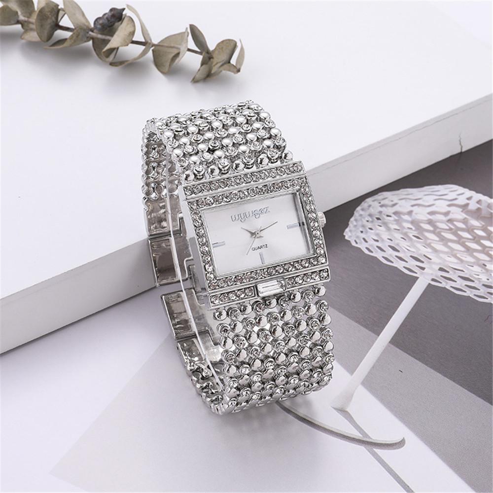 Luxury Ladies' Square Quartz Watch - Casual Stainless Steel with Diamond Accents