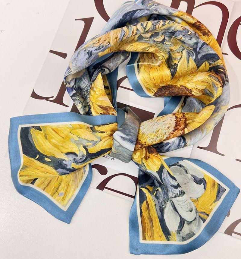 Silky Enjoyment! Silk Scarf Women'S Light Luxury Fashionable Mulberry Silk Scarf Double-Layer Double-Sided Scarf Streamer