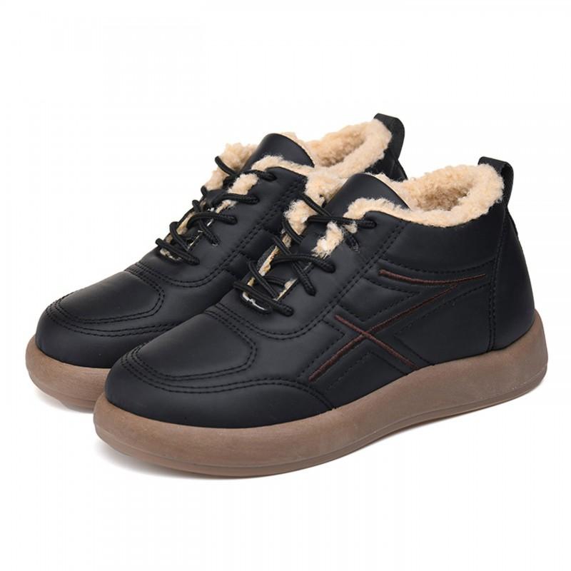 Womens Winter Warm Fleece-Lined Slip-Resistant Cotton Shoes Non-Slip Rubber Sole Comfortable Casual Boots