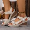 Sandali Estivi da Donna con Tacco Alto, Scarpe Zeppa Morbide con Cinturino Magico, Scarpe Piatte Casual Aperte Comode e Morbide, Adatte per Viaggi, Campeggio