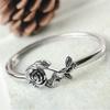 Vintage Thai Silver Rose Ring for Women 925 Sterling Silver Plated Engagement Wedding Band Jewelry
