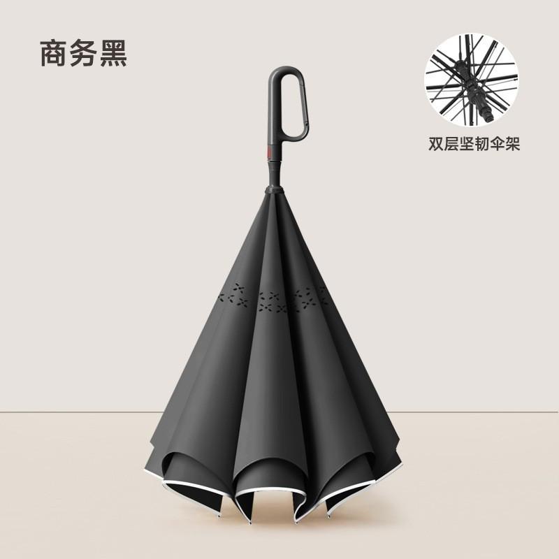 Ring-lock double-layer fully automatic reverse umbrella, long handle, large car umbrella, enlarged, reinforced, thickened, wholesale umbrellas for