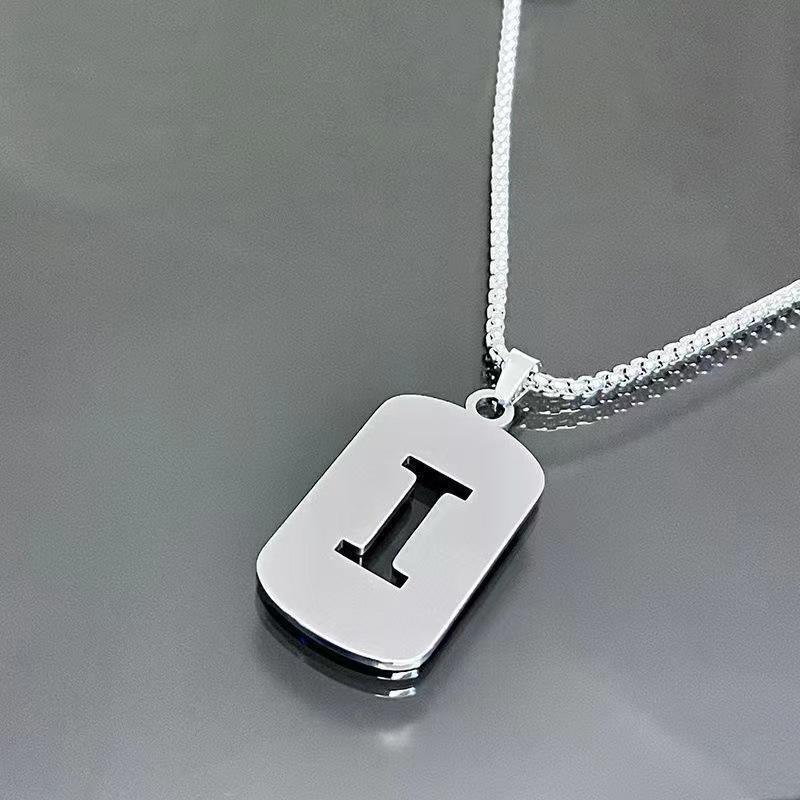 26 Letters English Titanium Steel Necklace Men'S And Women'S Versatile Sweater Sweater Chain Simple Fashion Collarbone Chain