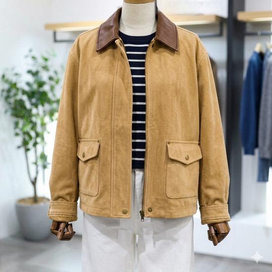 The Tilleberry Leather Collar Faux Suede Jacket NCMTR9M0JK06W