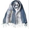 Used Indian Silk Cotton Stole, Ari Embroidery, 1375, Hand-dyed, Lightweight, For Spring/Summer, Mother's Day Gift, Navy