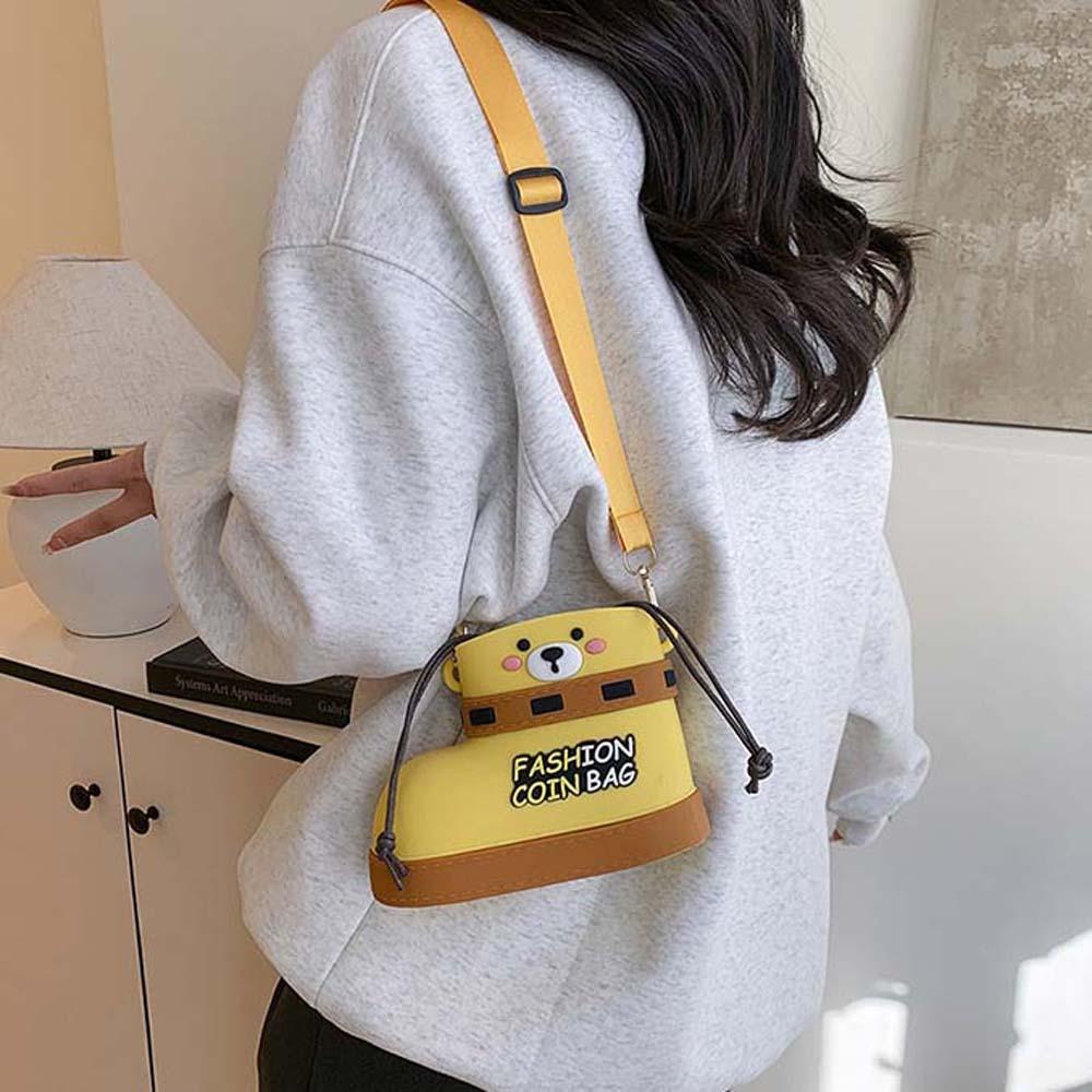 Cute Small Shoes Shape Bag Versatile Waterproof Cartoon Pouch Bear Boots Drawstring Bag Work